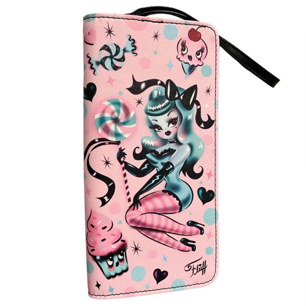 Fluff Vegan Clutch Wallet Mint Pink Sugar Pinup Doll